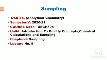 TYBSc (Analytical Chemistry) Sampling lecture-5