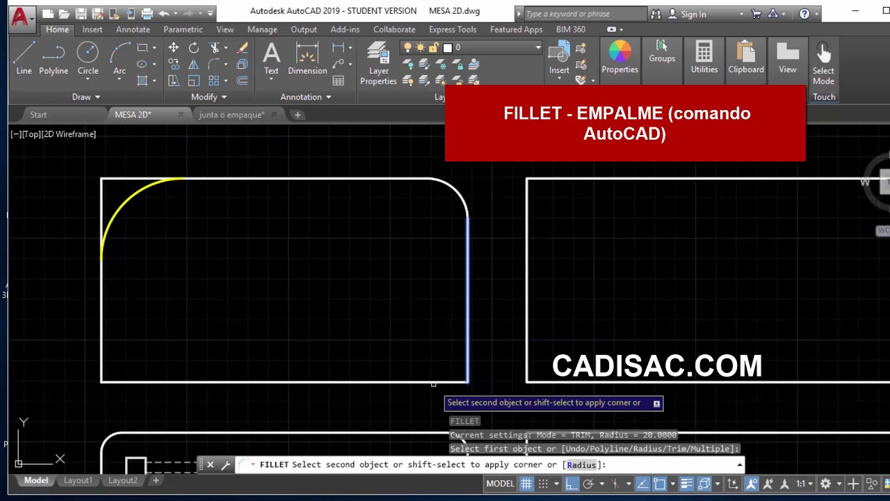 como usar fillet autocad YouTube