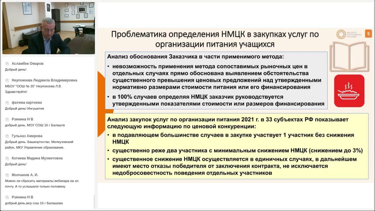 Организация услуг питания закупки. Институт отраслевого питания.