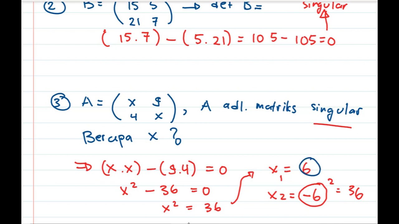 Kelas Xi Matematika Wajib Latihan Soal Determinan Matriks 1x1