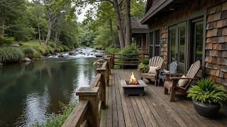 The Most Relaxing Riverside Cabin Ambience 🌳 Soothing Piano Music with Campfire and Bird Songs screenshot 4