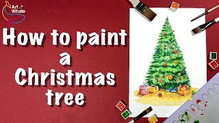 How to Paint a Christmas Tree | Watercolor Painting Ideas | Art Whale screenshot 1