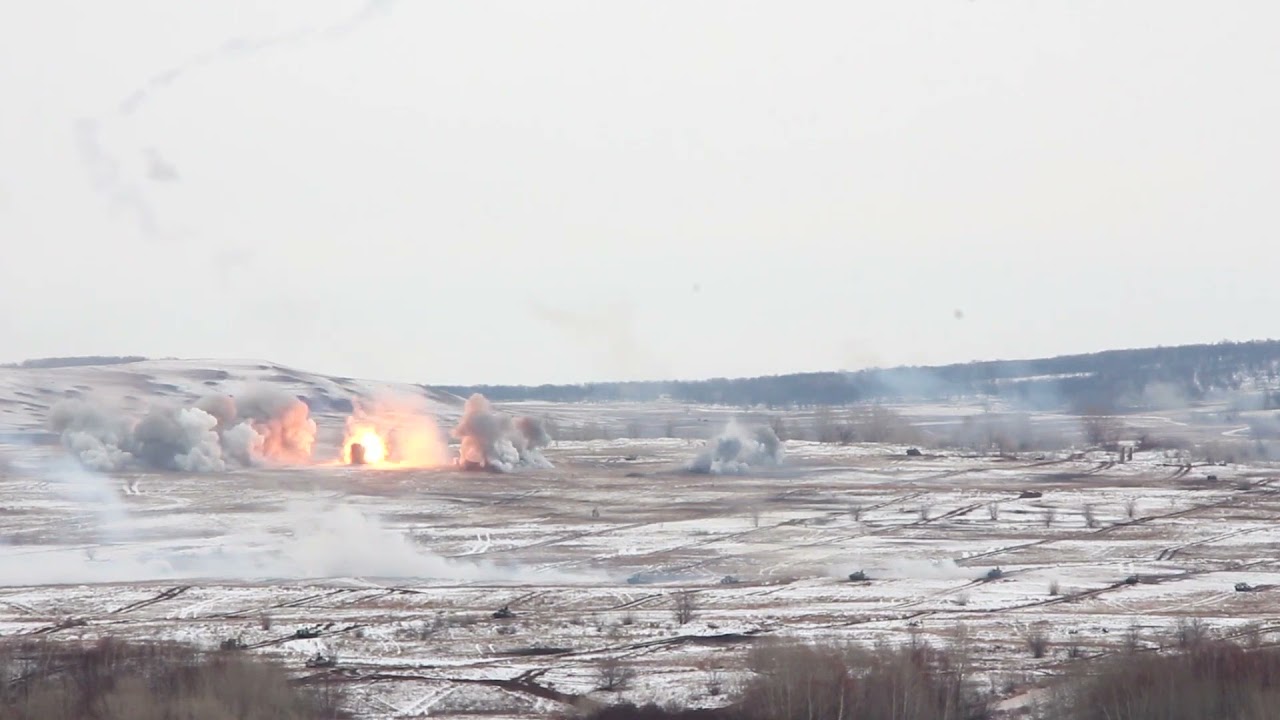 разрывы термобарических БЧ реактивных снарядов МО.1.01.04М выпущенных ...