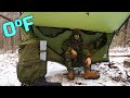 0f windy winter camping in a haven tent hammock  dangerous cold overnighter in the mountains