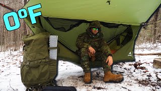 0°F WINDY Winter Camping In A Haven Tent Hammock | Dangerous Cold Overnighter In The Mountains