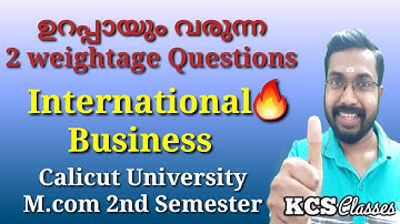 2 weightage questions that will definitely come|International Business|Calicut University M.com 2...