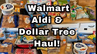 Dollar Tree Walmart And Aldi Grocery Haul! #groceryhaul #walmart #aldi #dollartree