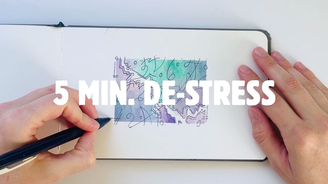 5 minute mess-making practice to reduce stress | therapeutic art in watercolor & ink