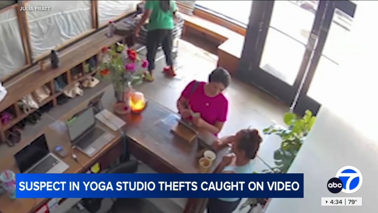 Suspect in yoga studio thefts caught on video