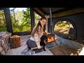 2 Days Solo Camping | Fishing, Wood Stove Cooking & Cozy Tent ????