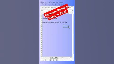Generate Random Dates in Excel