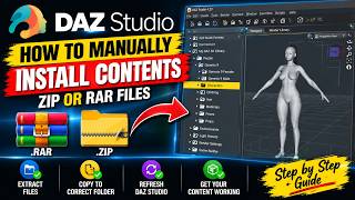 How to manually install Daz 3D assets from zip or rar files