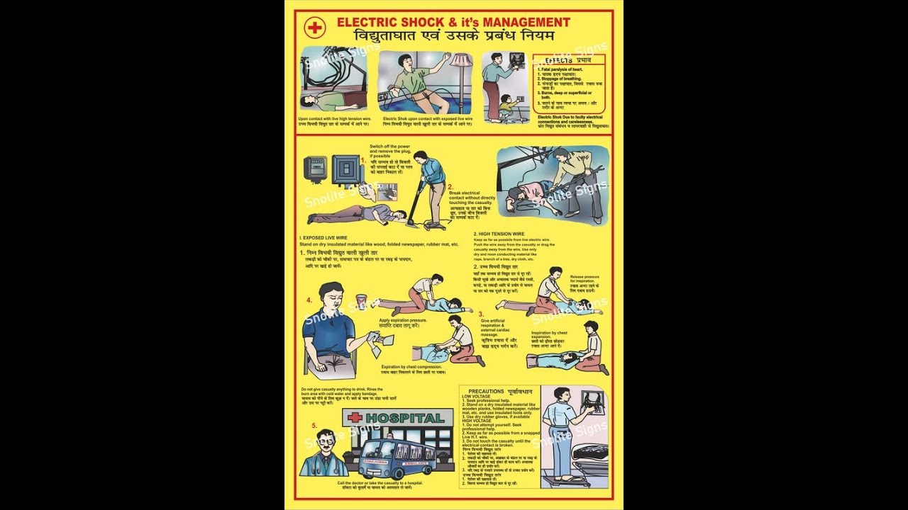 Electric shock chart for factory Electric shock treatment sign poster