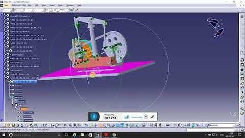BEAM ENGINE ASSSM 6 -CATIA V5 R20 | Part design | Surfacing | Assembly |KEY SHOT | Body in set