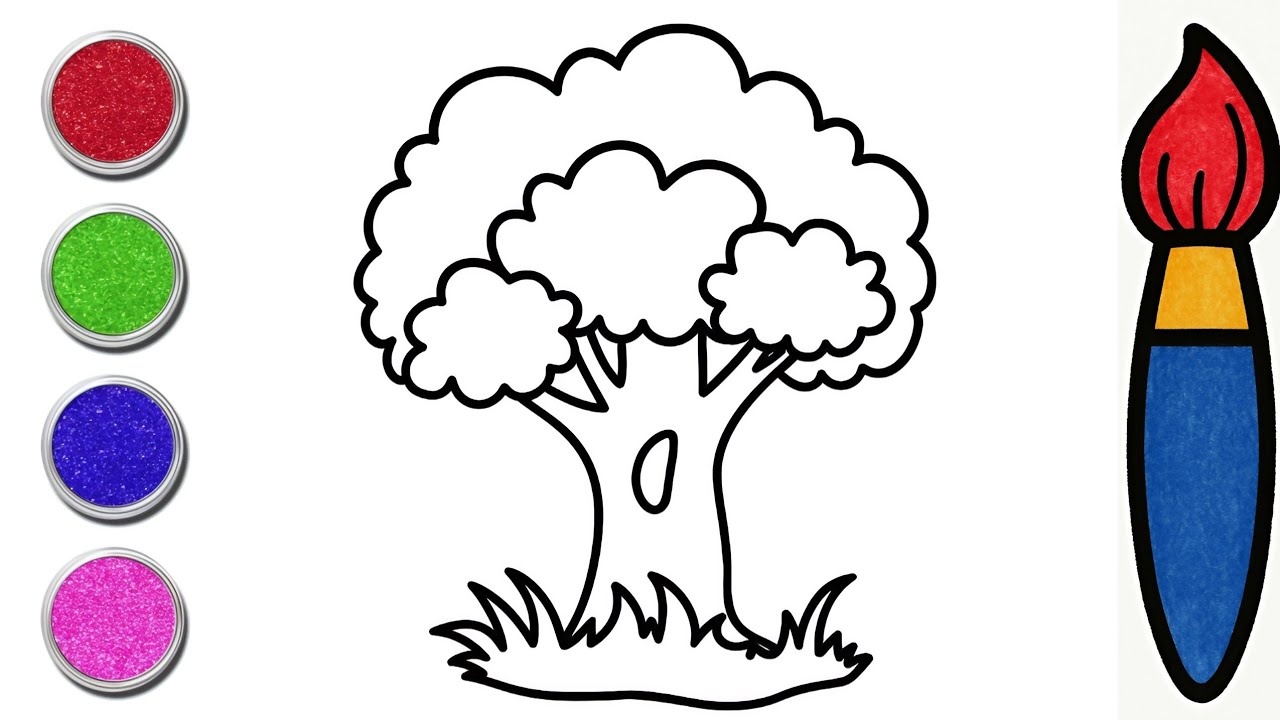 Tree Drawing and Coloring for Kids | Learn Colors with Tree Drawing | Color With Musa 🌳🎨