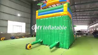 Party Rental Kids Outdoor Large Inflatable 2 Lanes Water Slides with Pool GMY Inflatables