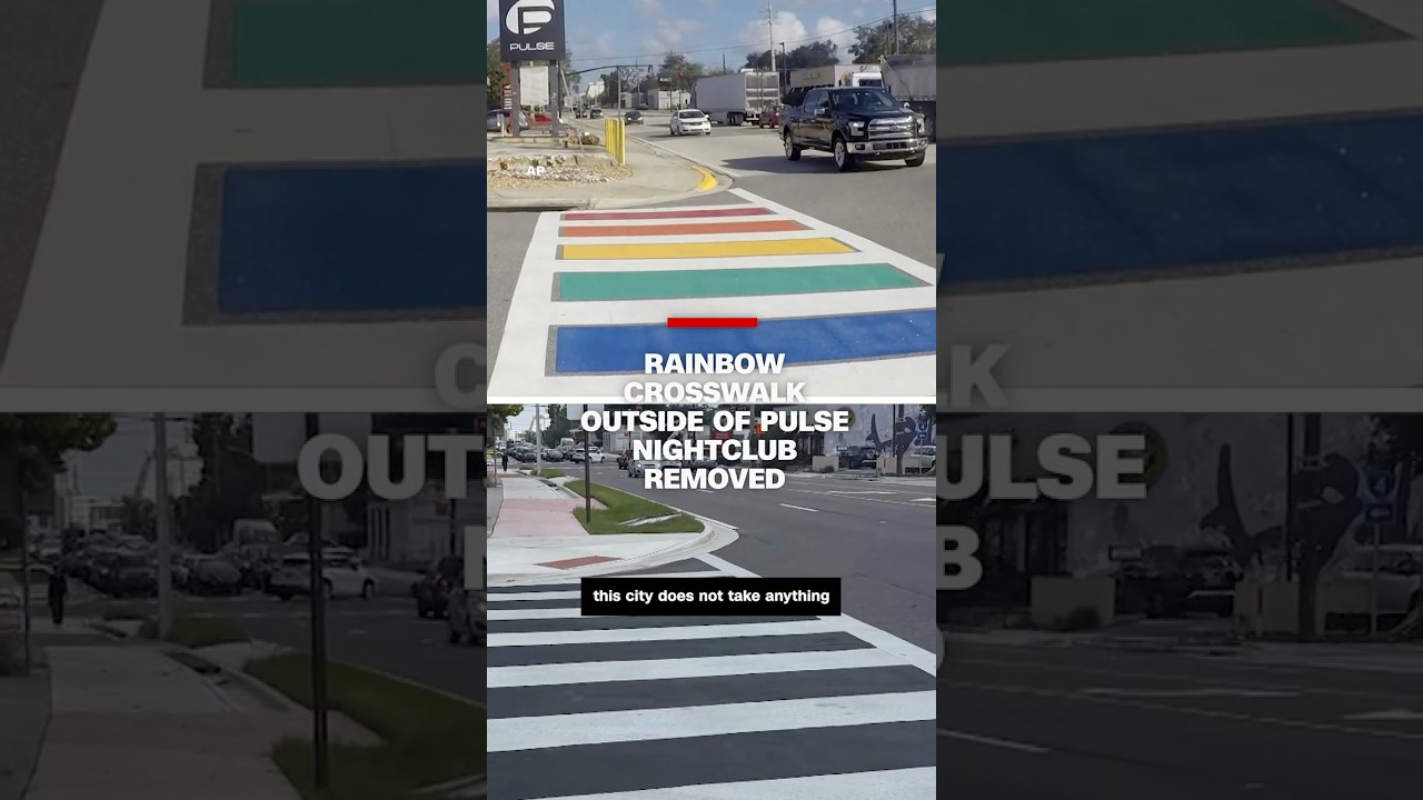 Rainbow crosswalk outside of Pulse nightclub removed