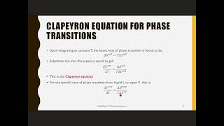 ChE 2110 Chapter 8a - The Clausius-Clapeyron Equation