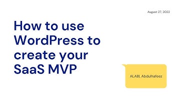 How to use WordPress to create your SaaS MVP (Jos WordPress Meetup)