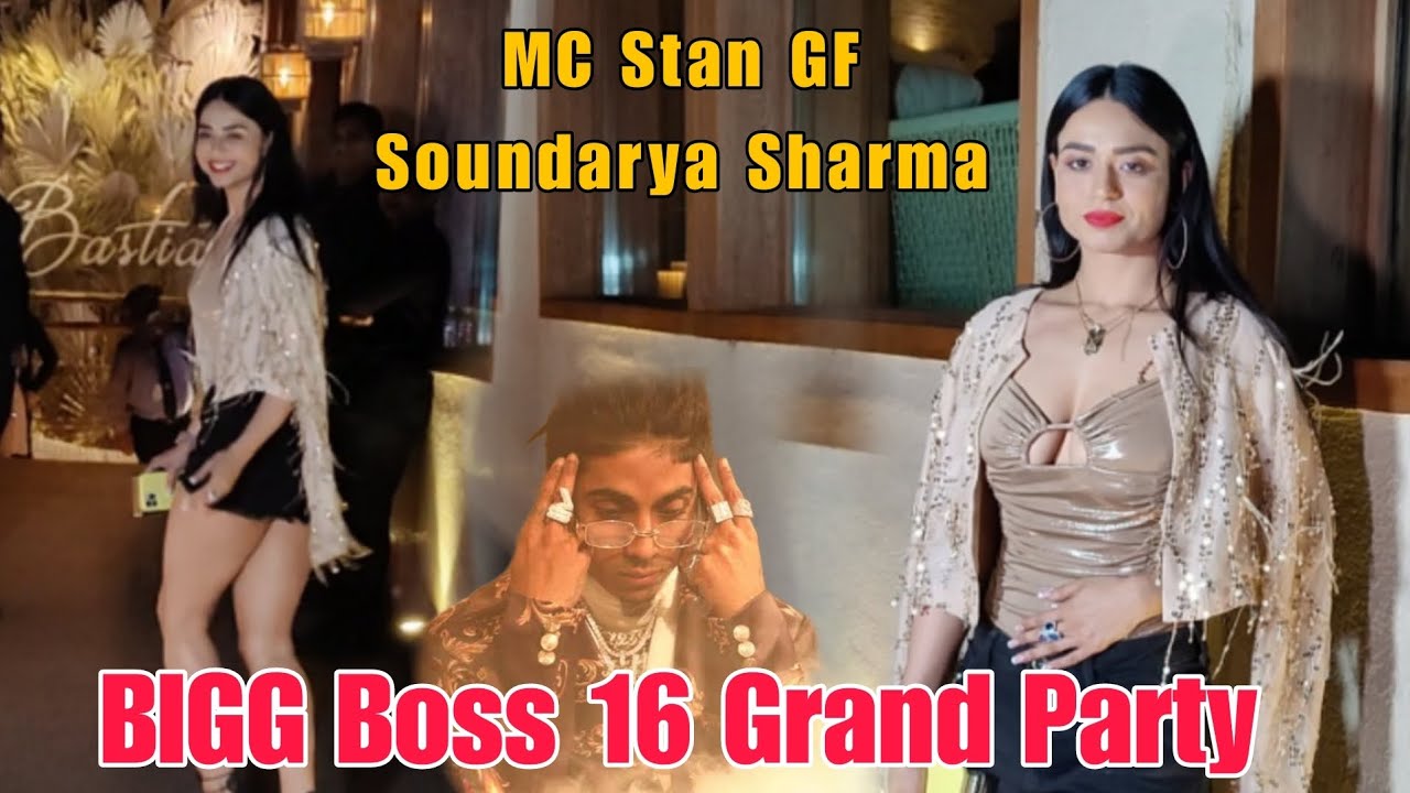 MC Stan GF Soundarya Sharma Arrives At Bigg Boss 16 Grand Party YouTube