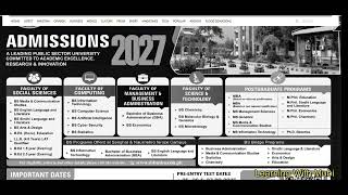 Shaheed Benazir Bhutto University Admissions 2027 Open Apply Online for BS  MBA MS, & Ph.D. Programs