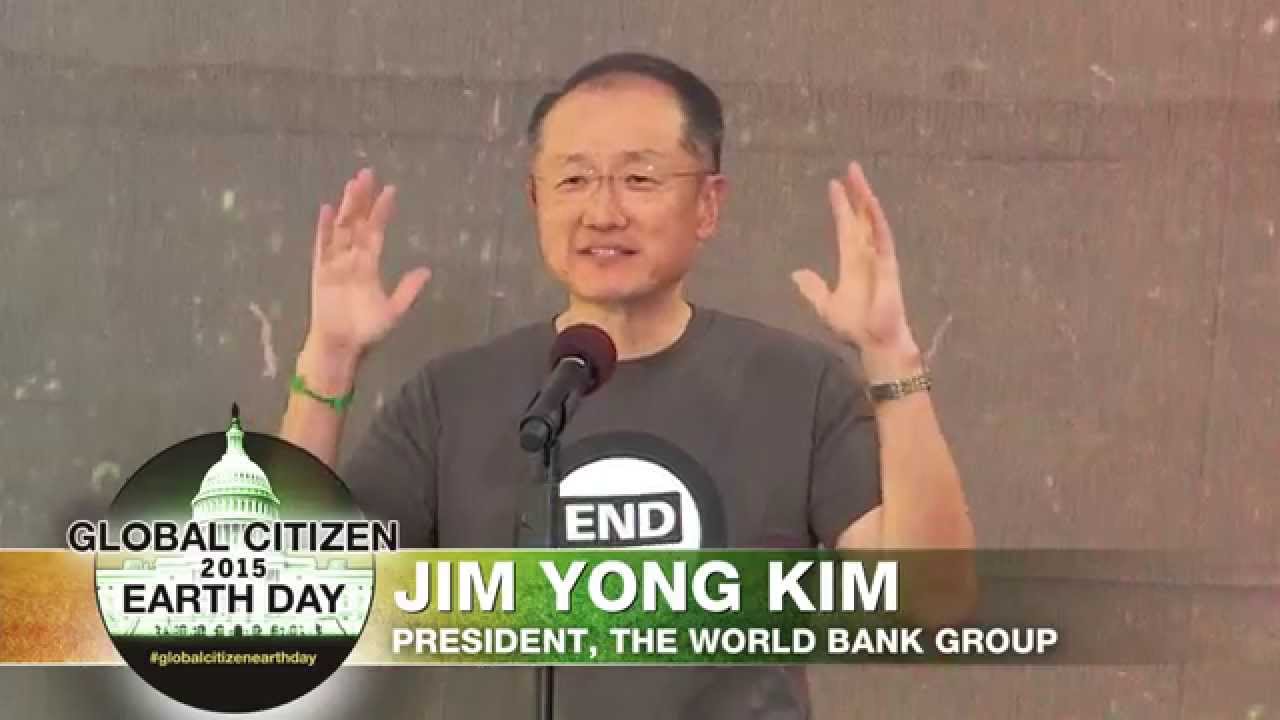 Jim Kim on stage at Global Citizen 2015 Earth Day