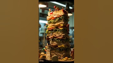 Mini workers making GIANT sandwich 🥪