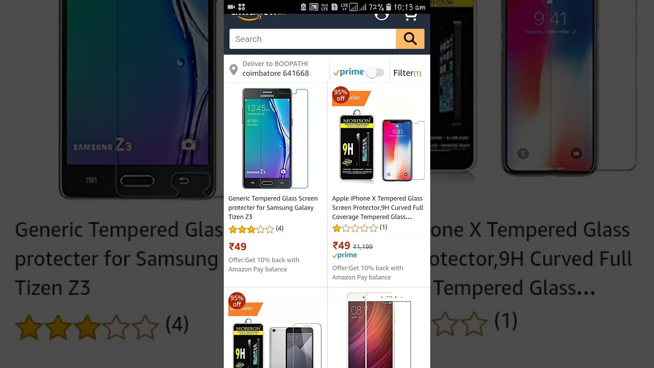 Temper glass at 49 rs only on amazon | redmi | samsung | all brand temper glass at lowest price | free recharge tricks for jio phone