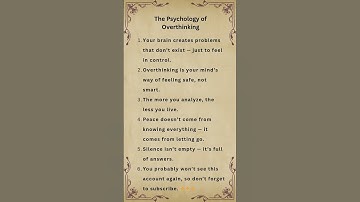 The Psychology of Overthinking | Why Your Mind Won’t Stop and How to Take Control #subscribe