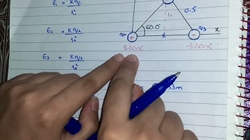 Three point charges are at the corners of an equilateral triangle.. Calculate the electric field at