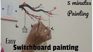 Easy / latest switchboard painting idea for room / cherry blossom painting / 5 minutes painting idea