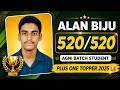+1 State Topper Interview - Alan Biju | Plus One Result (520/520) | Agni Batch Student