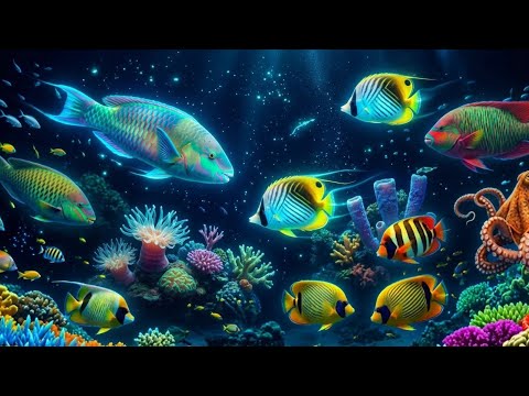 Glowing Reef Fish Glide Through Their Luminous Coral Home