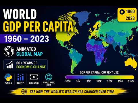 World GDP Per Capita (1960–2023) | Animated Global Map | Python & Plotly