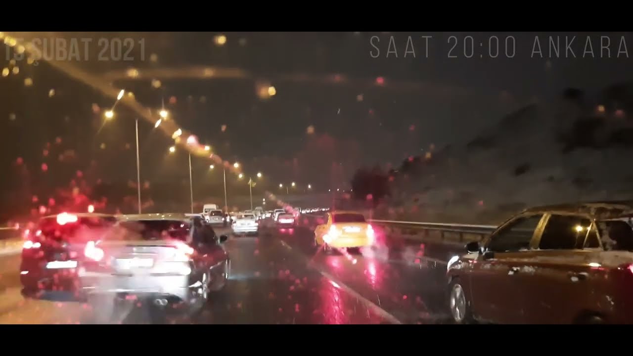Ankara Karlı Gece Yol Görüntüleri | İvedik organiza sanayi | Muayene İstasyonu | 15 Şubat 2021