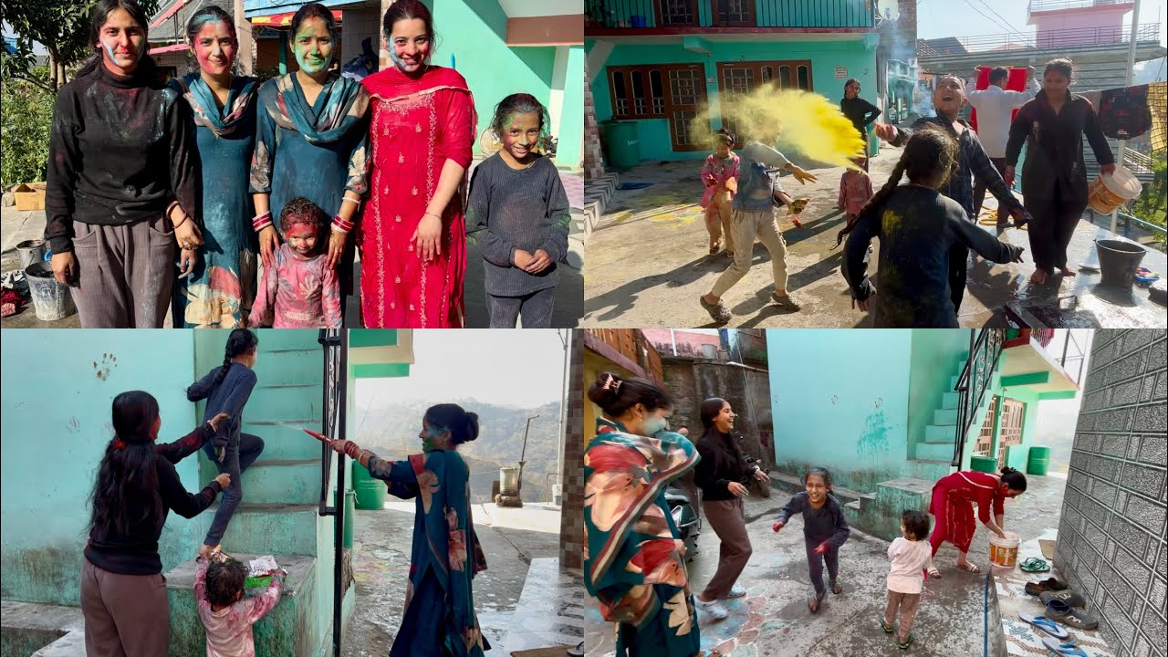 शादी के बाद पहली बार मायके में होली मनाई 😇#twins #himachal #village 