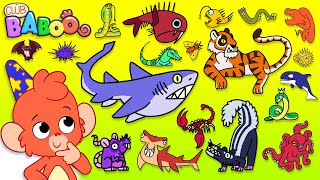 Животное ABC | Изучают алфавит с Scary ЖИВОТНЫХ для детей | ABCD видео | Клуб Baboo А до Я