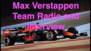 Max Verstappen Post Race Team Radio and Interview | Bahrain 2021