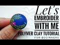 POLYMER CLAY EMBROIDERY Applique Technique for Beginners How to make Clay Ring Jewelry Tutorial