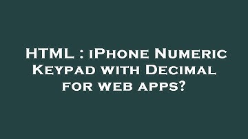 HTML : iPhone Numeric Keypad with Decimal for web apps?