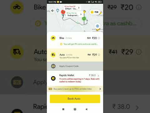 How to book an auto in rapido, using coupon code.??? download link in comment section.