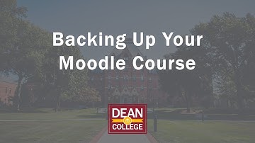 Backing Up Your Moodle Course