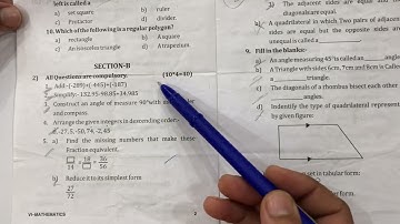 ICSE class-6 Mathematics/2nd term question paper (2024-25)