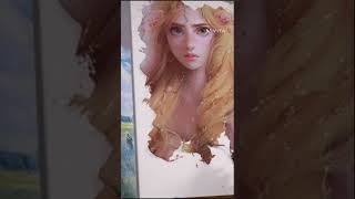 Disney Princess Rapunzel Fan Art Painting (Satisfying) #shorts #disneyprincess #rapunzel