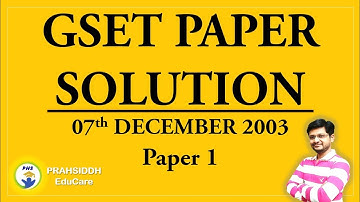 GSET paper solution||GSET old question paper1 solution with explanation||December 2003||GSET&UGC NET