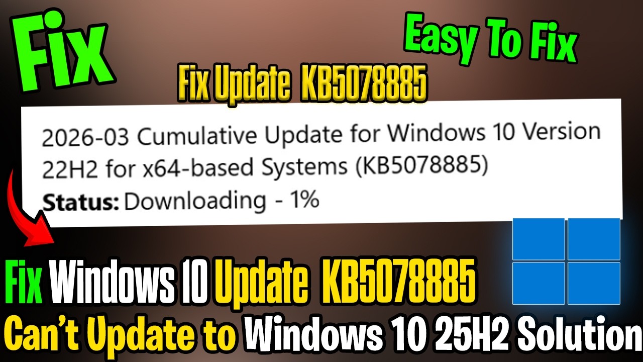Fix Windows 10 KB5078885 Update Not Installing | 100% Working Solution ...