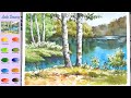 Basic Landscape Watercolor -Lake Scenery(sketch &color mixing) NAMIL ART