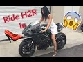 Biker Girl Rides Kawasaki Ninja H2R in Heels