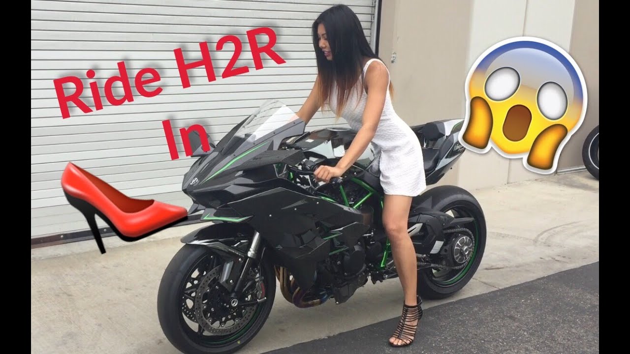 Real deal glamour Biker Girl Rides Ninja H2R in Heels, girls races, rides a Ducati and has lots of go & … | Riding, Biker girl, Sport bikes