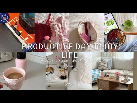 فلوق روتين صحي 🌸🎧🛋️| العوده للنادي 🏋️‍♀️ ، ترتيب شنطة النادي 🎒, تجربة وصفه ماتشا جديده 🍵🥥 